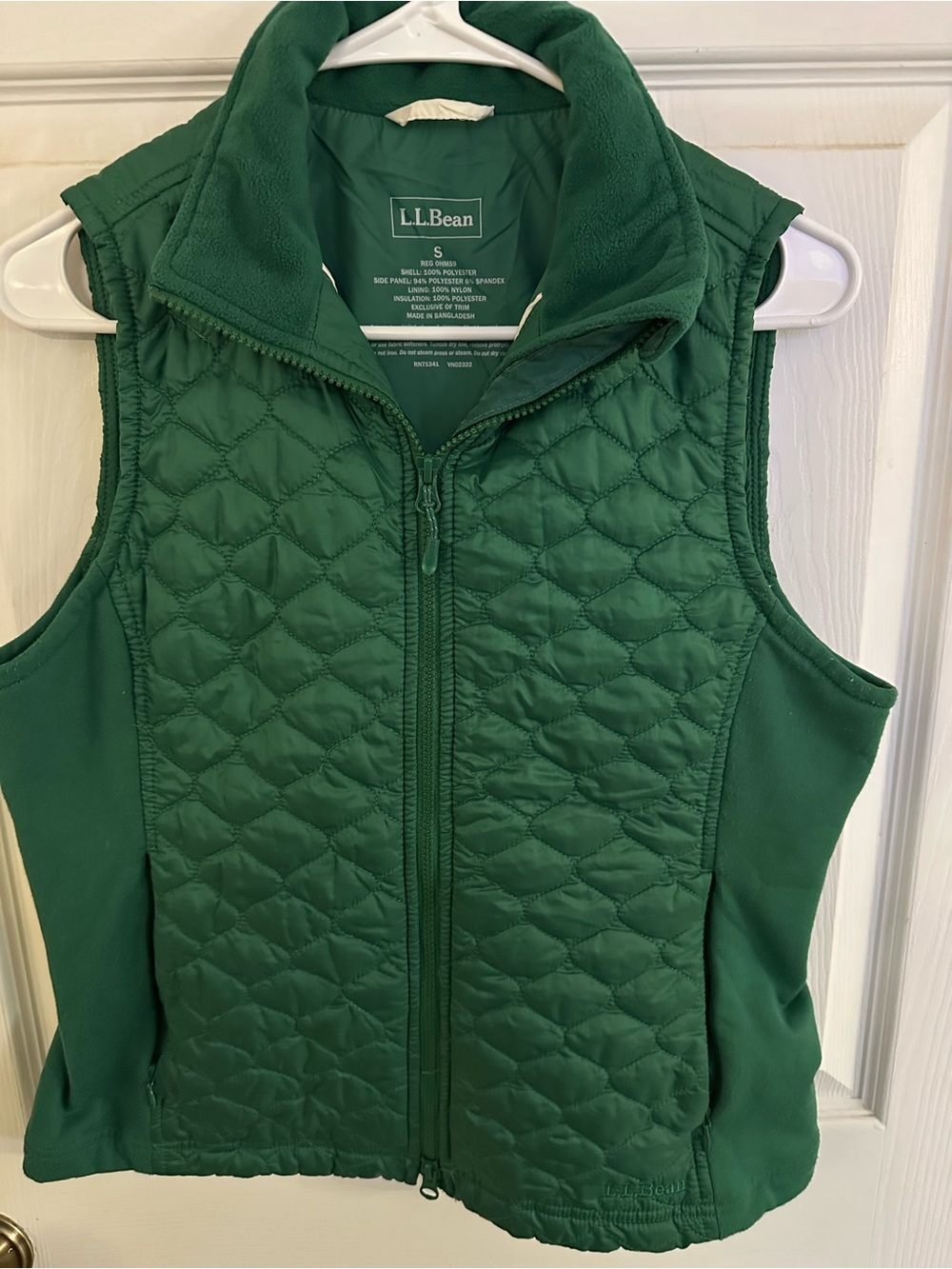 L.L.Bean Women’s Green Quilted Fleece Vest Size Small